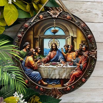 The Last Supper Scene Pendant, Decoration of Home Walls or Doors, 2d Flat Wooden, Christmas Decoration, Gifts for Friends and Family