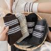 Chaussettes en Laine Rayées Pelucheuses Style Coréen - Femme Couleur Café Épaisses Chaudes en Polaire pour l'Automne Hiver