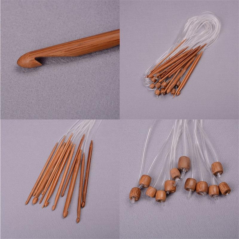 1.2M 48" 12 Different Sizes/Set Tunisian Carbonized Bamboo Needle Crochet Hooks