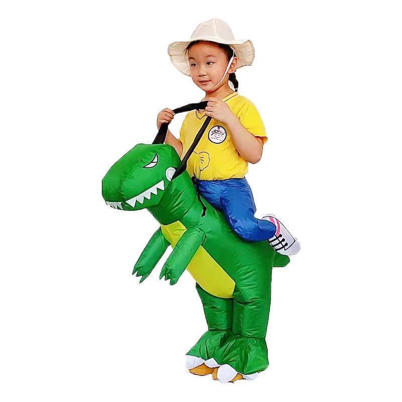 Children’s Green Dinosaur Inflatable Costume - Fun Cycling Stage Performance T-Rex Suit One Size