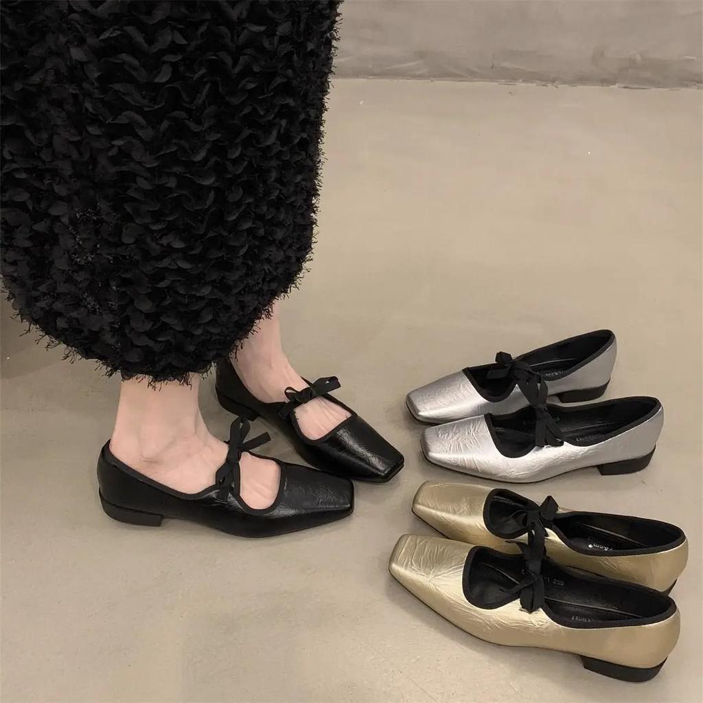 Woman PumpsLoafers Mary Jane Low Heel Elegant Japanese Style Lolita Square Toe Shoes for Women Lastest 2025 Trend Young Summer