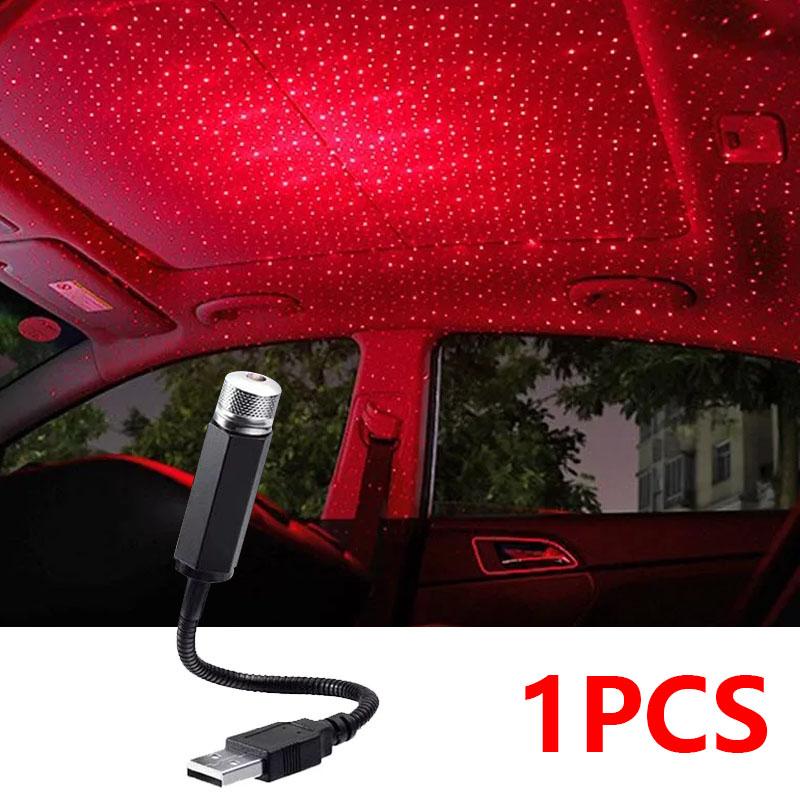 

2Pcs Mini LED Car Roof Star Night Light USB Powered Galaxy Star Projector Plug Play Auto Roof Room Ceiling Decor Atmosphere Lamp
