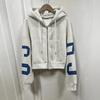 Women Y2K Crop Zip Up Hoodie Letter Print Oversized Long Sleeve Hooded Sweatshirt Casual Streetwear Short Jacket Outerwear