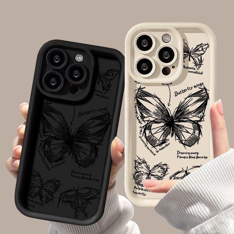 Artistic Hand Painted Butterfly for iPhone17PorMax Phone Case 14 Apple 13 Frosted 12/15 Premium 11