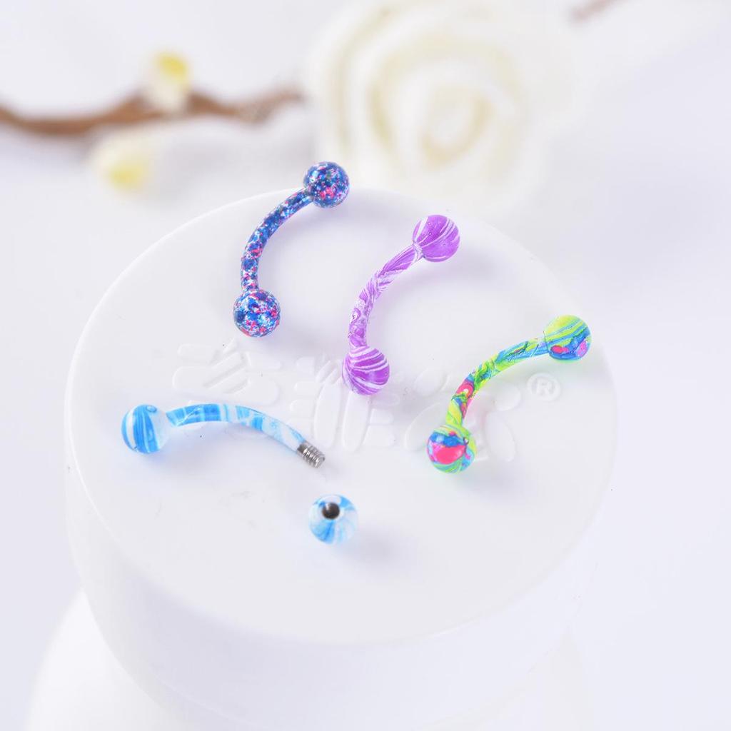 Introducing the Trendy, 8-color Spray-painted Stainless Steel Eyebrow Studs with Round Ball Design for Stylish Body Piercing.