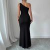 New fashion tube top long dress slim dress European and American slanted shoulders