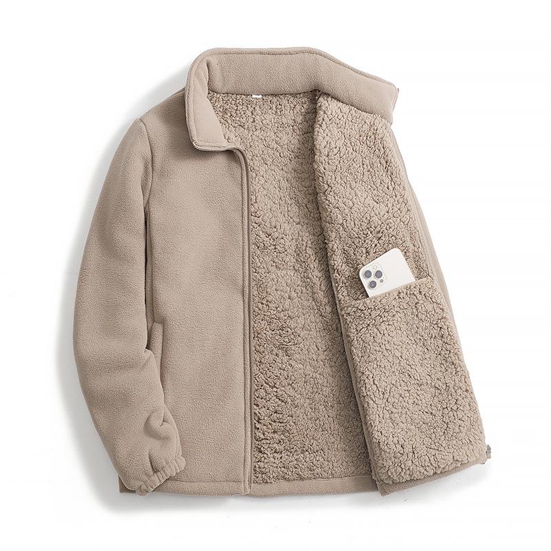 Fleece fleece thickened jacket for men and women's winter new versatile liner casual warm cotton-padded coat