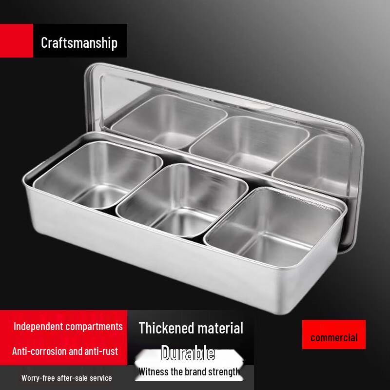 

Yunshuang Stainless Steel 3-Grid Seasoning Box Set