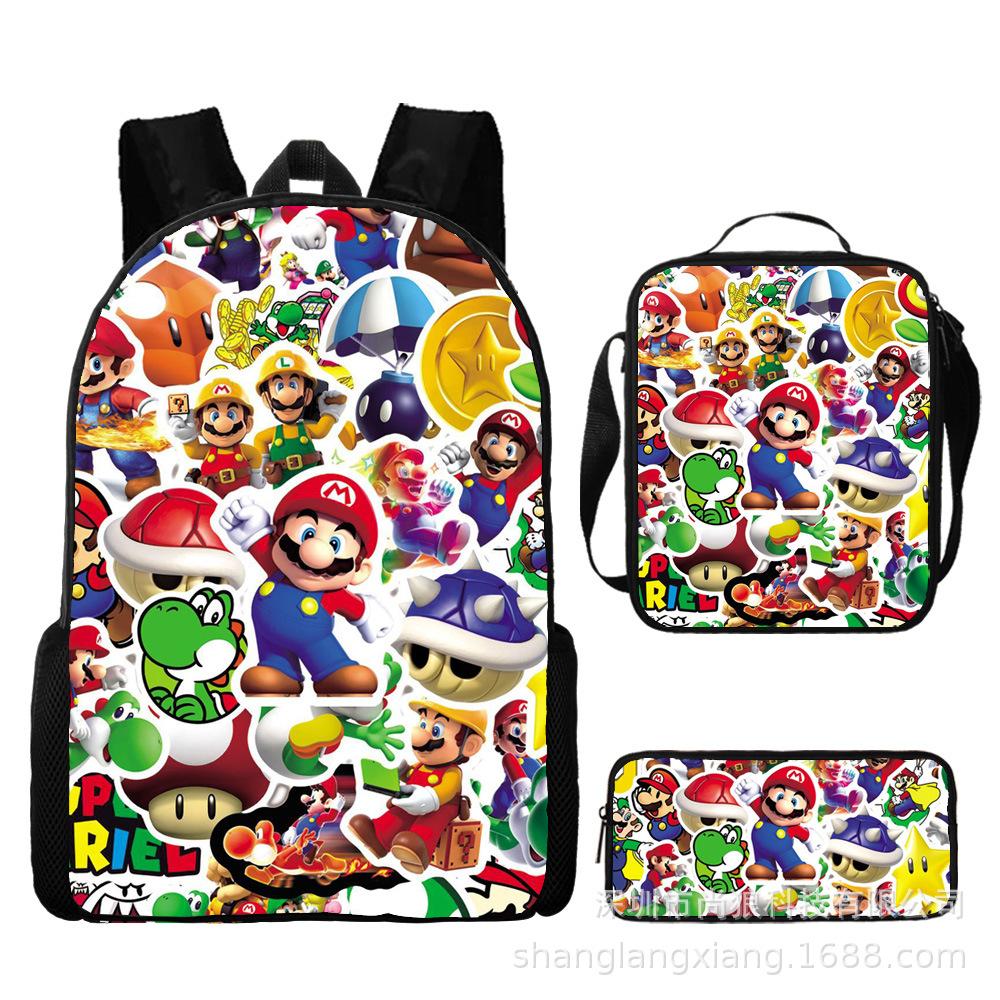 Mario, Grund- und Sekundarschulranzen, Kinderrucksack, Cartoon-Rucksack.