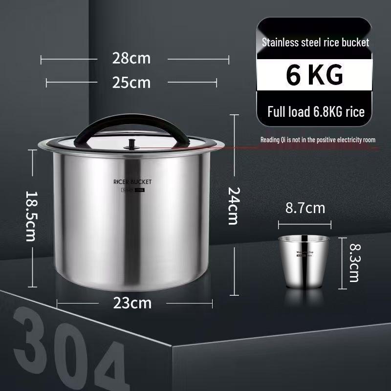 304 Stainless Steel Large Capacity Moisture & Insect-Proof Rice Storage Bucket