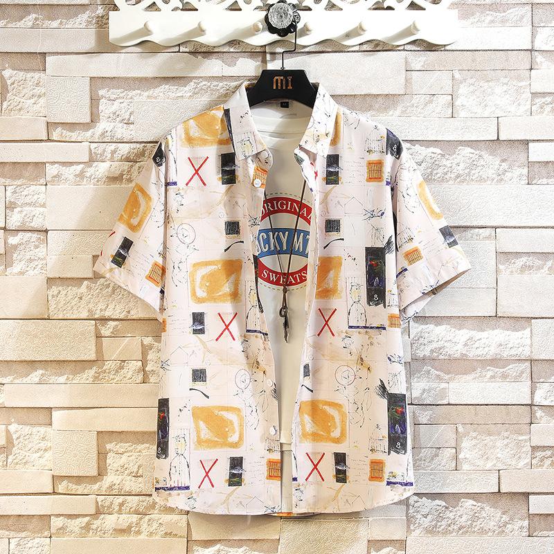 2026 Summer New Men's Floral Loose Short-Sleeve Shirt Fashionable Casual Beach Shirt