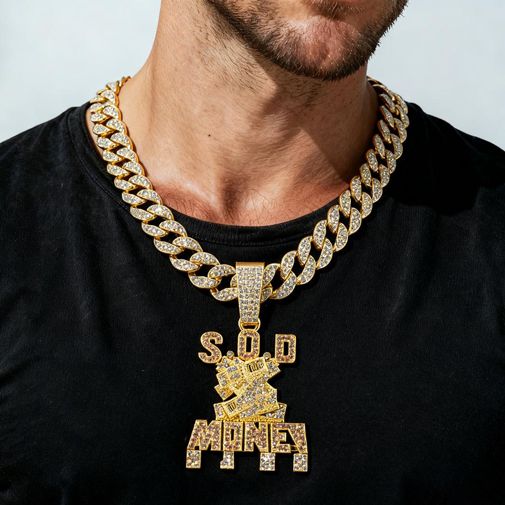 Cross-border hot-selling exaggerated cool pendant punk hip-hop men's necklace Cuban chain accessories