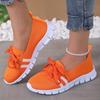 Mesh Knitted Striped Flats Shoes for Women 2025 Summer Lace Up Casual Sneakers Woman Breathable Soft Sole Loafers Plus Size 43
