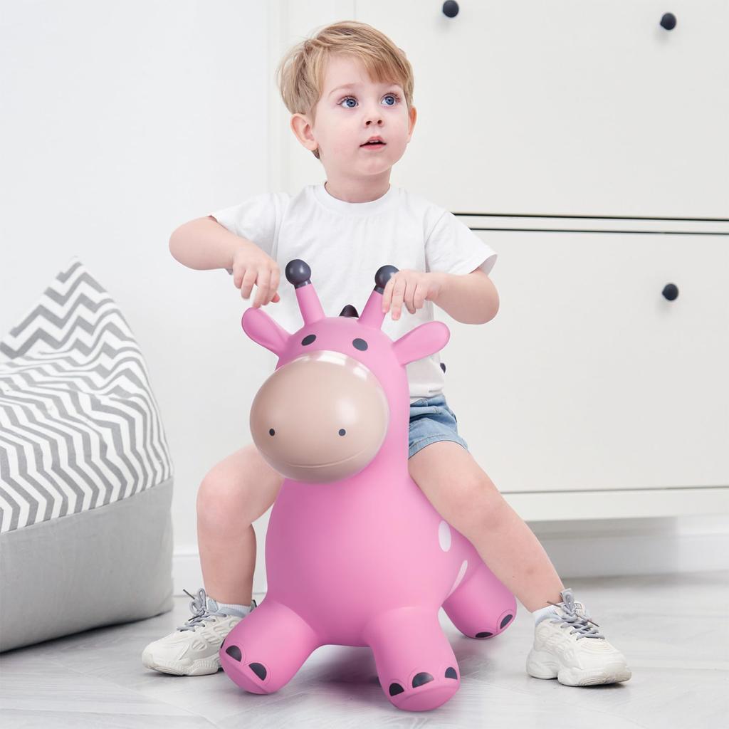 MUKI Ride-On Animal Hopping Horse with Air Pump, Perfect Birthday Gift for Toddlers and Kids Ages 3, 4, and 5 (Pink - Deer)