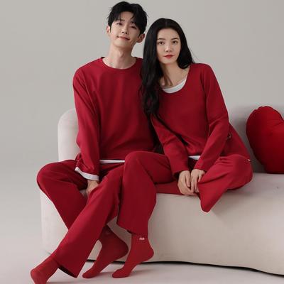 Autumn Couples' Thin Cotton Pajama Set - Long Sleeve & Pants for Men & Women
