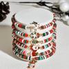 6pcs/Set Reindeer, Santa Claus, Christmas Tree Soft Ceramic Decorative Bracelet, Christmas Gift