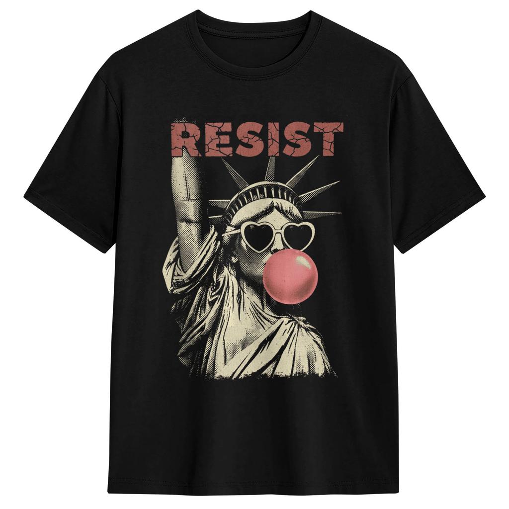 Resist Statue Liberty Bubblegum Equality Retro Edgy Protest TShirt Unisex Cotton Tees O Neck Short Sleeve T Shirt New Arrival Tops