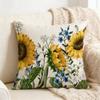 Watercolor Sunflower Pillow Cover Yellow Floral Wildflower Print Cushion Case For Sofa Bed Couch Rustic Farmhouse Home Decor