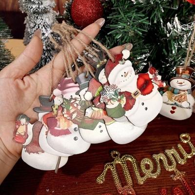 12Pcs Gift Wooden Xmas Hanging Ornaments DIY Santa Claus Christmas Tree New Year Christmas Snowman