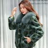 New 100% Mink Fur Coat for Women Short Style Fox Fur Collar Large Size Fur Coat for Women Send Mom and Wife Gift