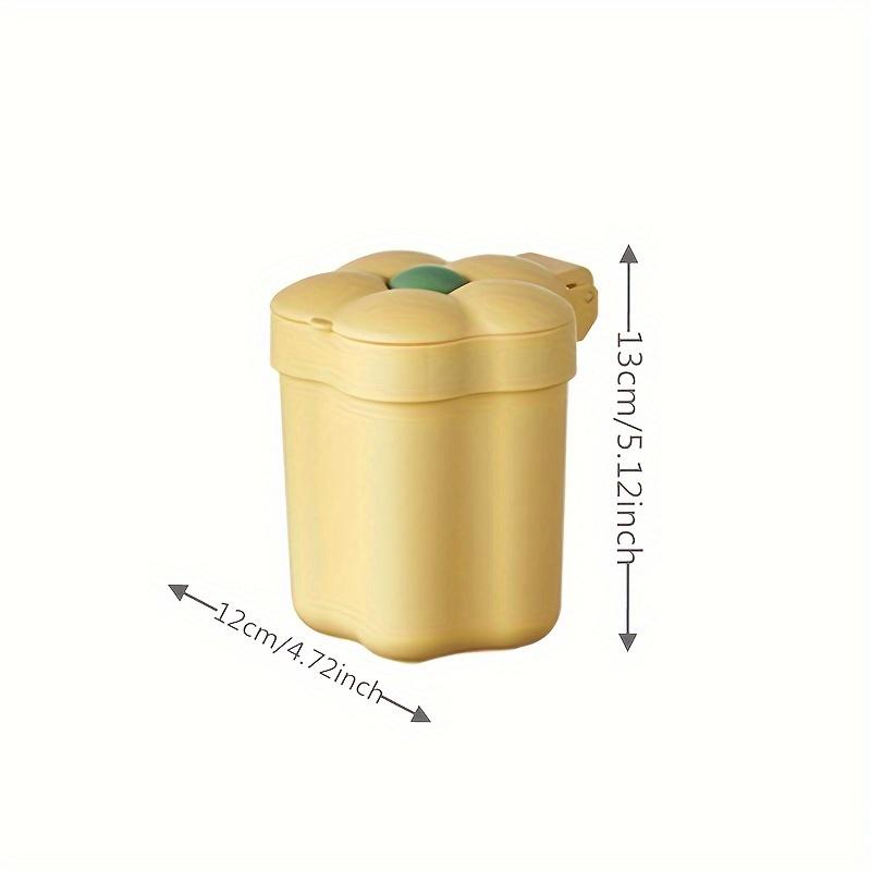 1pc Mini Flip-Top Desktop Box Can with Lid, Compact Cylindrical Plastic Design, Space-Saving Small Waste Basket for Office Desk