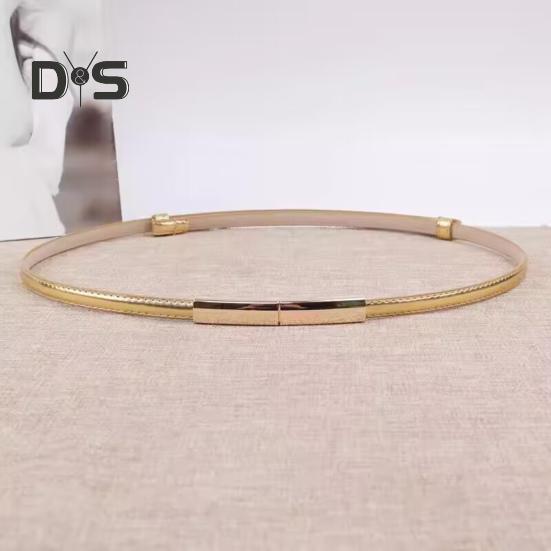 Gürtel aus Kunstleder für Damen, verstellbar, dünnes Design, Druckknopf-Bund, dekorativer Kleidergürtel, Bekleidungszubehör