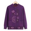 Middle-aged and elderly autumn and winter cardigan top, female grandma fleece thickened warm jacket, festive knitted sweater mother outfit