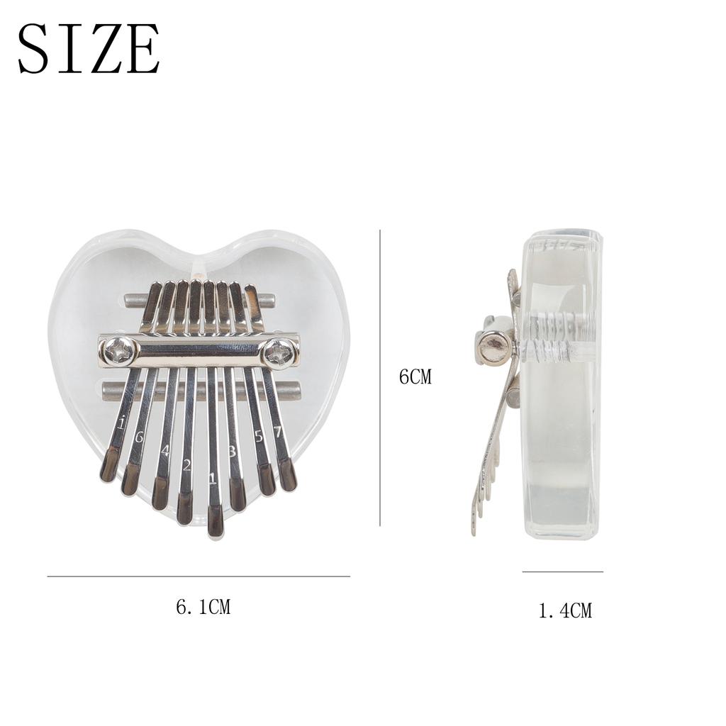 8-Key Kalimba Mini Thumb Piano Acrylic Transparent ABS Portable Finger Harp Keyboard Musical Instrument Beginner Kids Gift