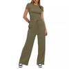 Women's 2-Piece Casual Set: Ruffle Sleeve Top & High Waist Wide Leg Pants Sportswear