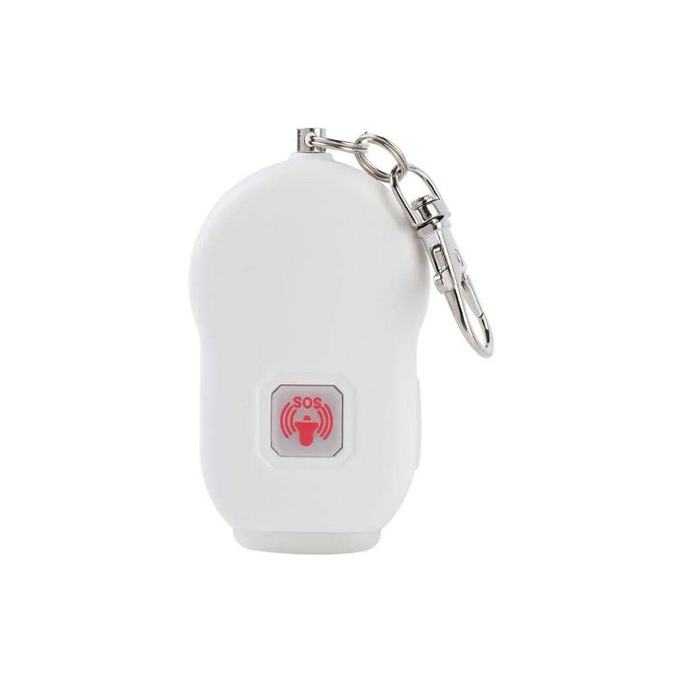 130dB Rechargeable  Safety Alarm Keychain with LED Light for Women Kids Elderly, 2 Pack White Pink