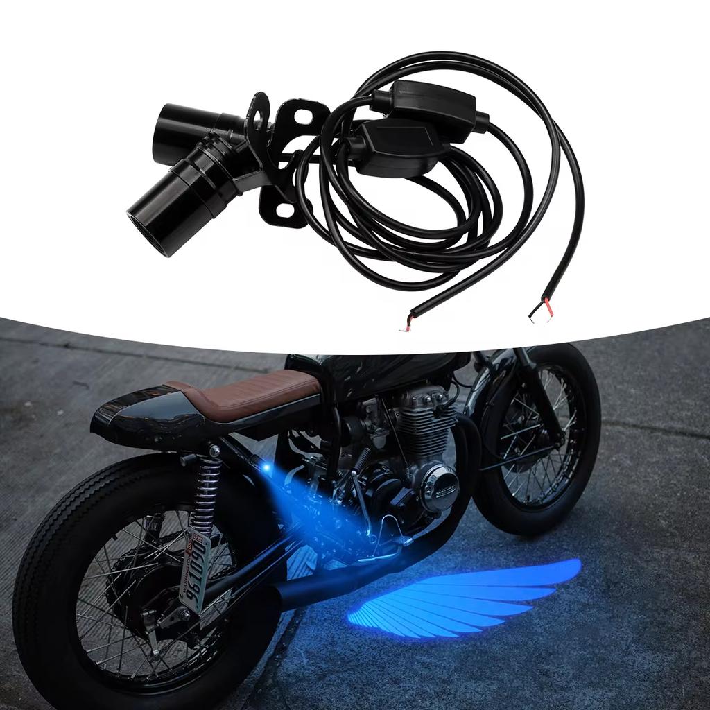 2Pcs Motorcycle Angel Wings Laser Light Motorcycle Welcome Courtesy Lamp HD LED Decorative Welcome Wing Ambient Projection Light