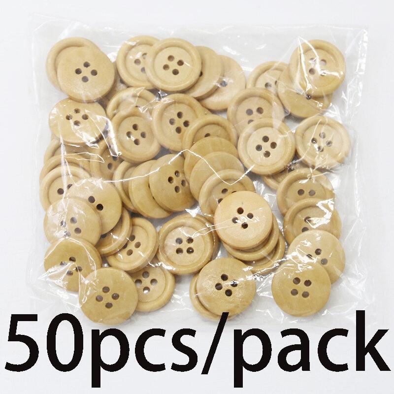 (50Pcs/pack) 2cm 4-Hole Wooden Button Painted Buttons Clothing Accessories DIY Decoration By Hand Holiday Decorations
