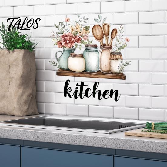 Creative Gift for Home Decor Cartoon Kitchen Wall Sticker, Watercolor Decorative Decal, PVC Waterproof Art Stickers Mural, Removable Decals