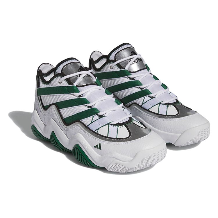 Adidas Originals Top Ten Leather Non-Slip Mid-Top Retro Basketball Shoes Unisex Sneakers White Green IF1066