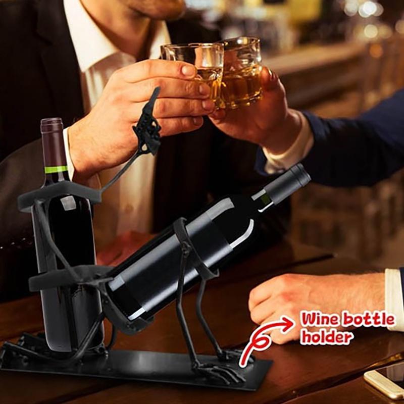 Halloween Steampunk Style Drink Stand Skull Skeleton Design Wine Holder Skull Metal Wine Rack Funny Metal Skull Skeleton Gifts