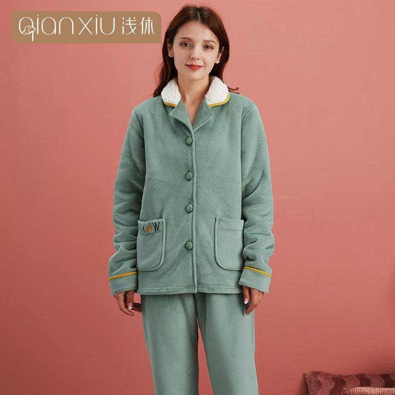 [Verschiedene Stile] Kompound-Imitations-Lammwoll-Pyjama Winter Samt Verdickt Pelz Integrierte Loungewear Hellrot
