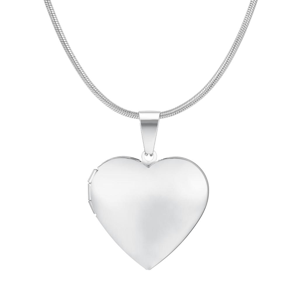 Women's Heart Shape Locket Pendant Necklaces Stainless Steel Snake Chain Necklace Trendy Jewelry Gift