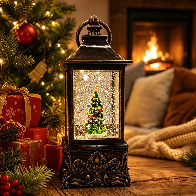 Vintage Musical Snow Globe Santa Night Light - Christmas Gift Ornament
