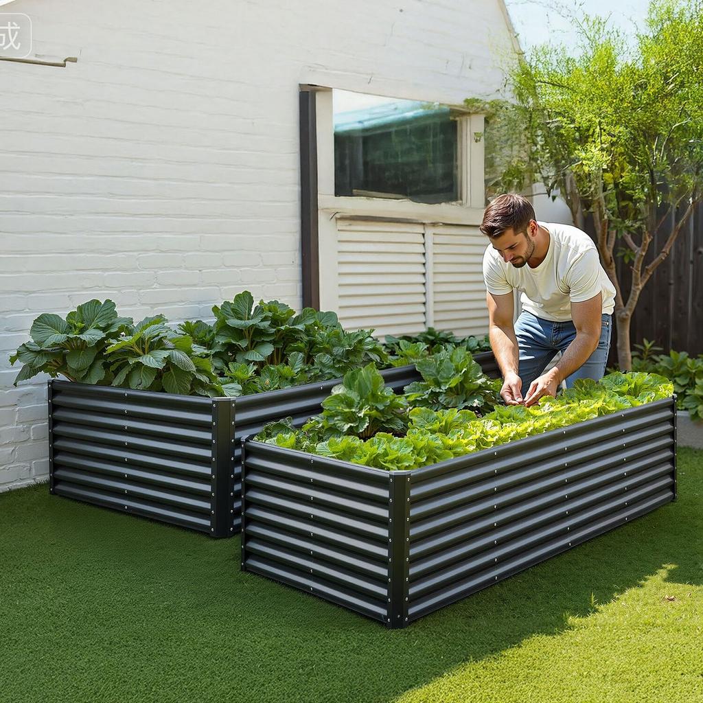 Metal Raised Garden Bed, 2.4 X 1.2 X 0.6 M Outdoor Galvanized Planter Garden Box, Open Bottom Design, Large Planter Raised Bed for Growing Vegetables,