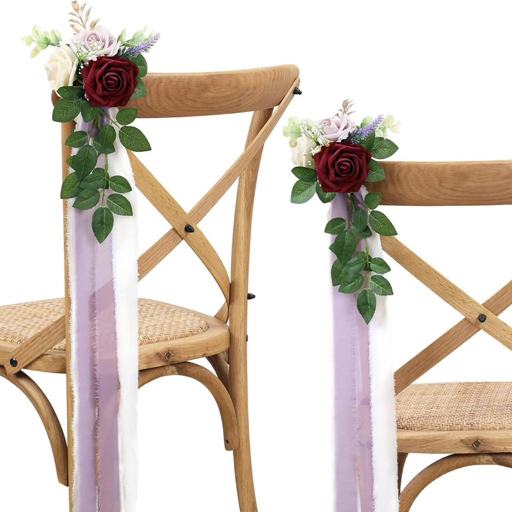 Artificial Chair Back Flower Lifelike Reusable Wedding Aisle Floral Decoration for Indoor Outdoor