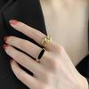 oil Adjustable Square Copper Women Opening Rings Finger Jewelry Dripping Oil Korean Finger Rings