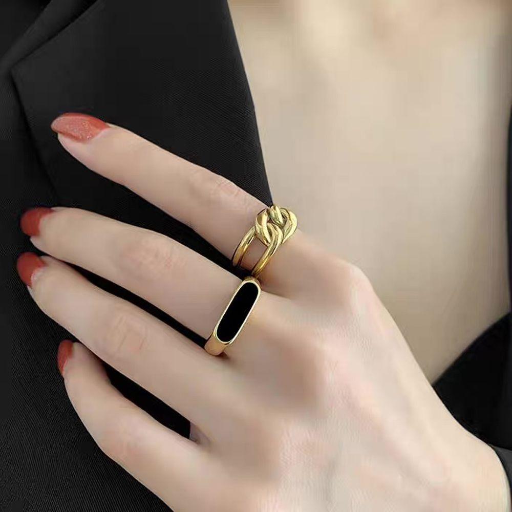 oil Adjustable Square Copper Women Opening Rings Finger Jewelry Dripping Oil Korean Finger Rings