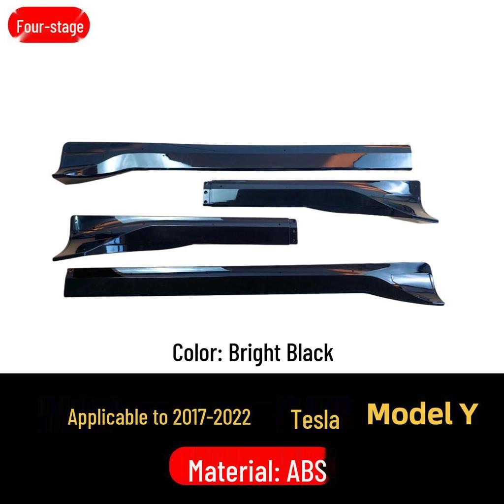 Tesla Model Y Carbon Fiber Side Skirt Diffuser Set - 4 Pieces, Gloss Black