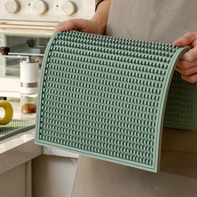 3 Pcs Silicone Quick-drying Non-slip Easy-to-clean Heat-resistant Dish Mat Set