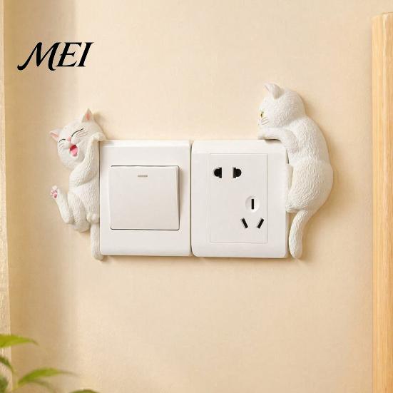 Cubierta de Interruptor de Luz de Gato Pegatina 3D, Placa de Pared Decorativa de Resina, Pegatinas Decorativas de Animales Lindos, Decoraciones Peel And Stick para el Hogar Dormitorio