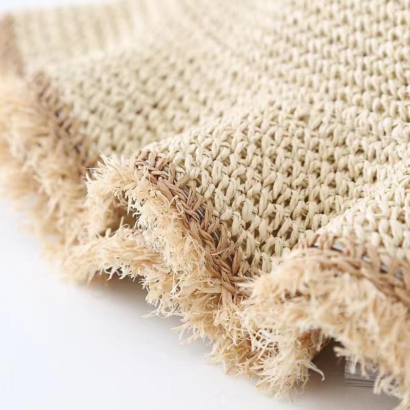 Lafite Grass-brimmed Hat Women's Summer Seaside Beach Cover Foldable Sun Hat Small Fresh Fisherman Woven Straw Hat