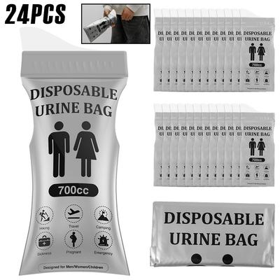 24Pcs Urine Bag 700ML Outdoor Emergency Urinal Pouch Portable Travel Pee Bag Vomit Pocket Disposable Travel Mobile Toilet Unisex