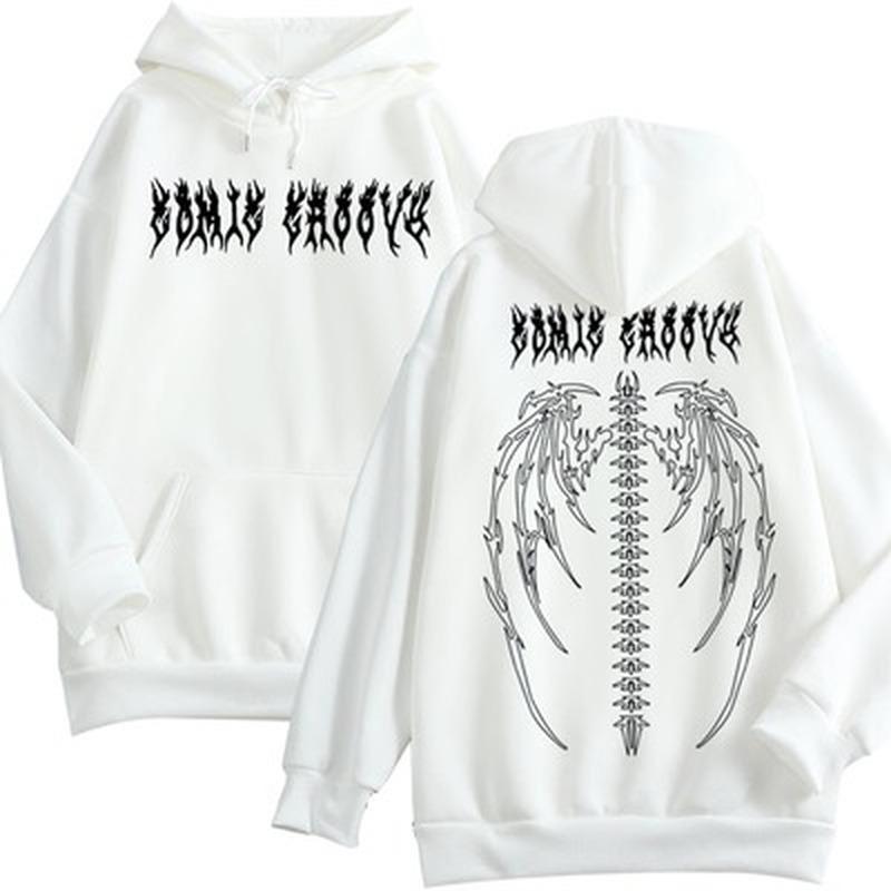 2025 European and American Harajuku Style Sweatshirts Gothic Hip Hop Hooded Sweater Retro Cross Coat