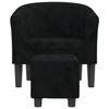 VidaXL Fauteuil Cabriolet avec Repose-pied, Chaise avec Accoudoirs, Canapé avec Dossier, Siège Rembourré Salon Chambre, Noir 356479