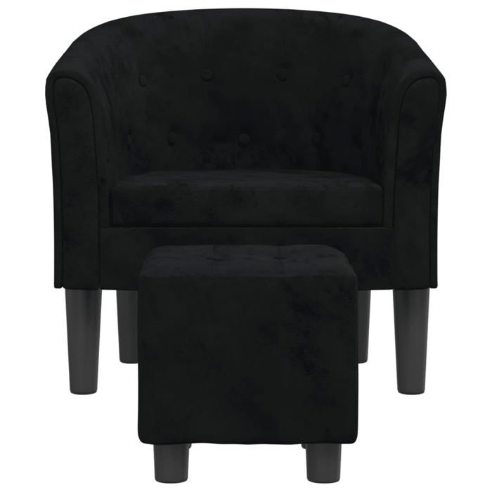 VidaXL Fauteuil Cabriolet avec Repose-pied, Chaise avec Accoudoirs, Canapé avec Dossier, Siège Rembourré Salon Chambre, Noir 356479